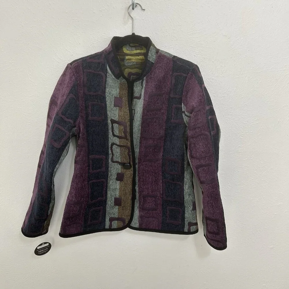 Trimdin Classic Symphony Jewel Artisan JacketColorful Sz M Reversible Mid Length